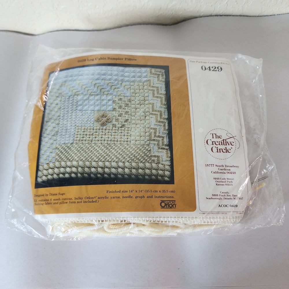 Vintage The Creative Circle Log Cabin Sampler Pillow Kit 0429 Diane Sage 1988
